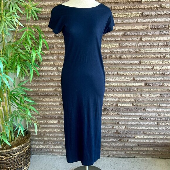 White Label The White Company Navy Blue Back Button Maxi Dress Size 4 - Picture 3 of 8